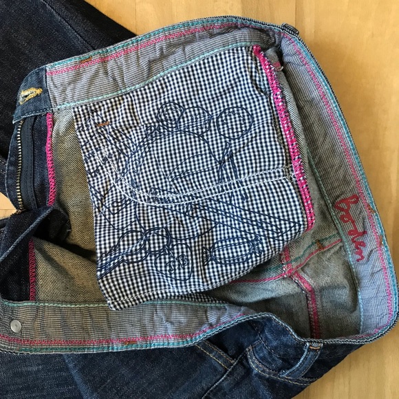Boden Crop Jeans with Gingham and Stitching Detail, Size US 6R / UK 10R - Picture 8 of 11
